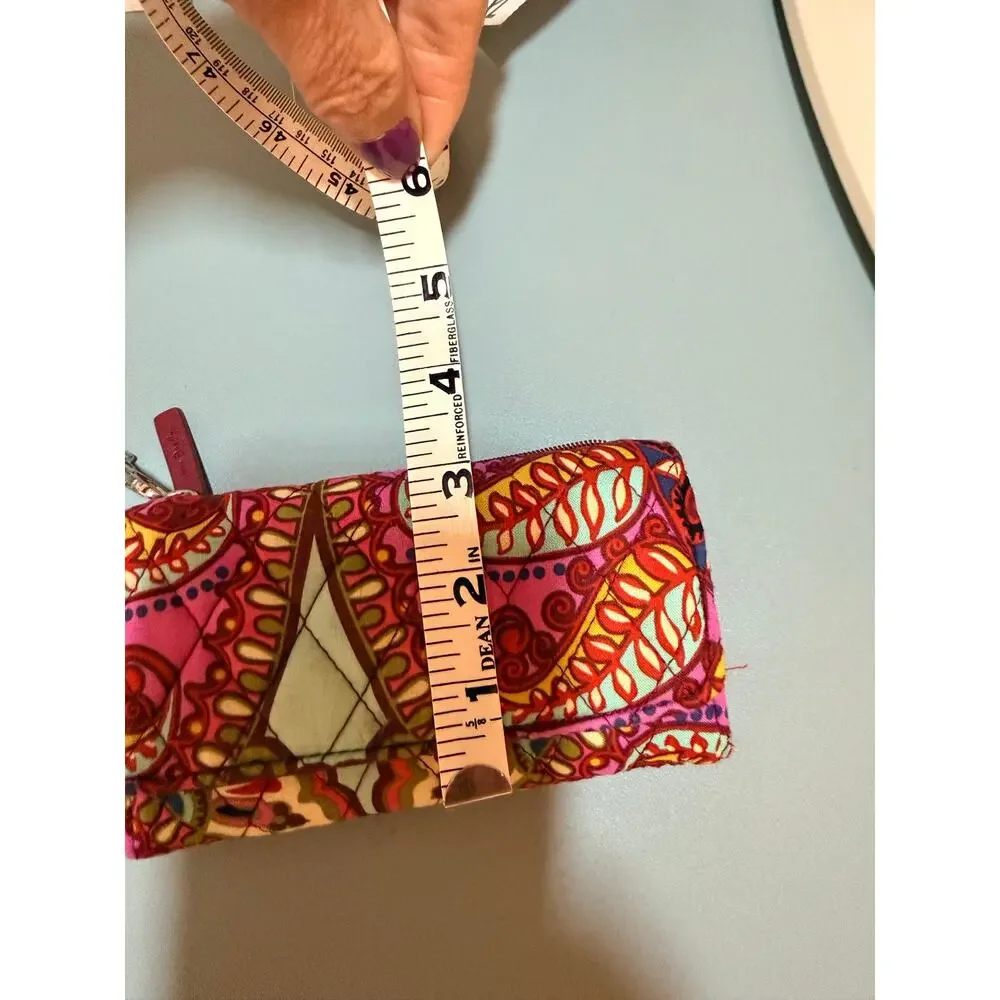 Quilted cotton Vera Bradley wristlet wallet Red Resort Medallion paisley pattern